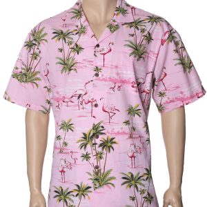 Men's Hawaiian Shirt - Polyester Flamingos Aloha Print Shirt