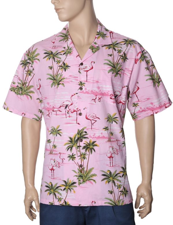 Men's Hawaiian Shirt - Polyester Flamingos Aloha Print Shirt
