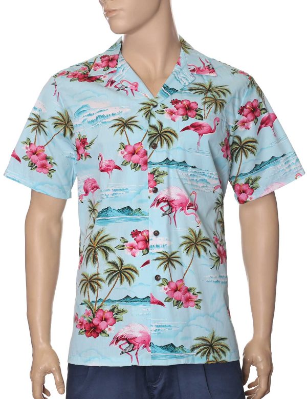 Men's Hawaiian Shirt - Polyester Flamingos Aloha Print Shirt