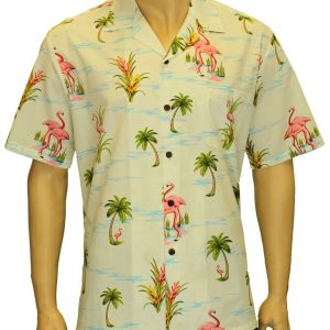 Men's Hawaiian Shirt - Polyester Flamingos Aloha Print Shirt