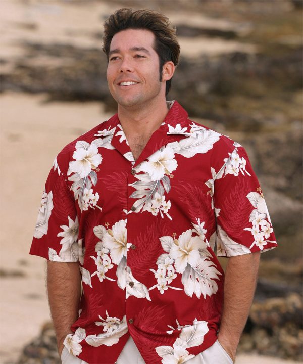 Men's Hawaiian Shirt - Floral Garden Red Print Polyester Casual Summer Shirt - Image 2