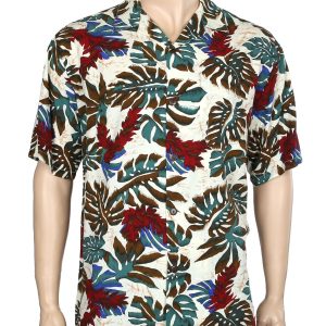 Men's Hawaiian Shirt - Polyester Ginger Aloha Print Shirt