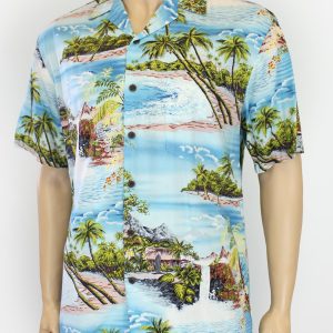 Men's Hawaiian Shirt - Polyester Hana Open Collar Aloha Print Shirt