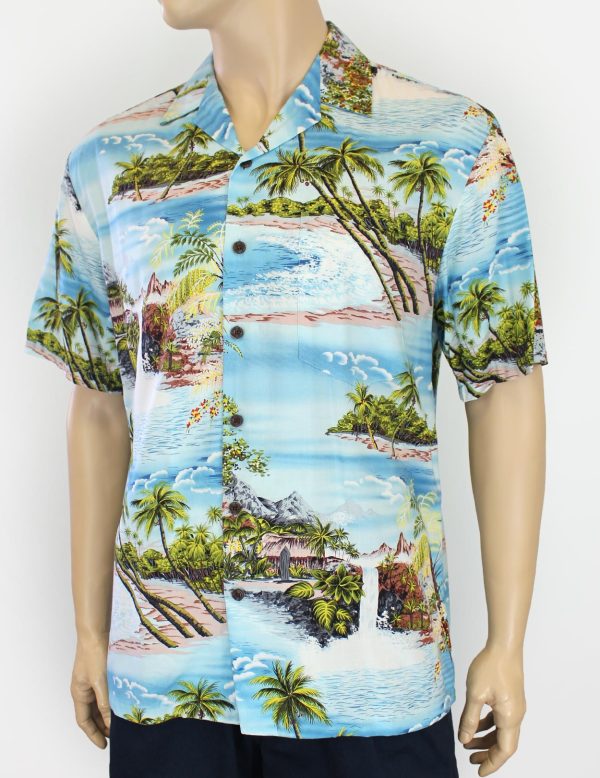 Men's Hawaiian Shirt - Polyester Hana Open Collar Aloha Print Shirt