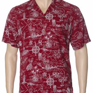 Men's Hawaiian Shirt - Hawaii Rayon Polyester Aloha Print Casual Shirt