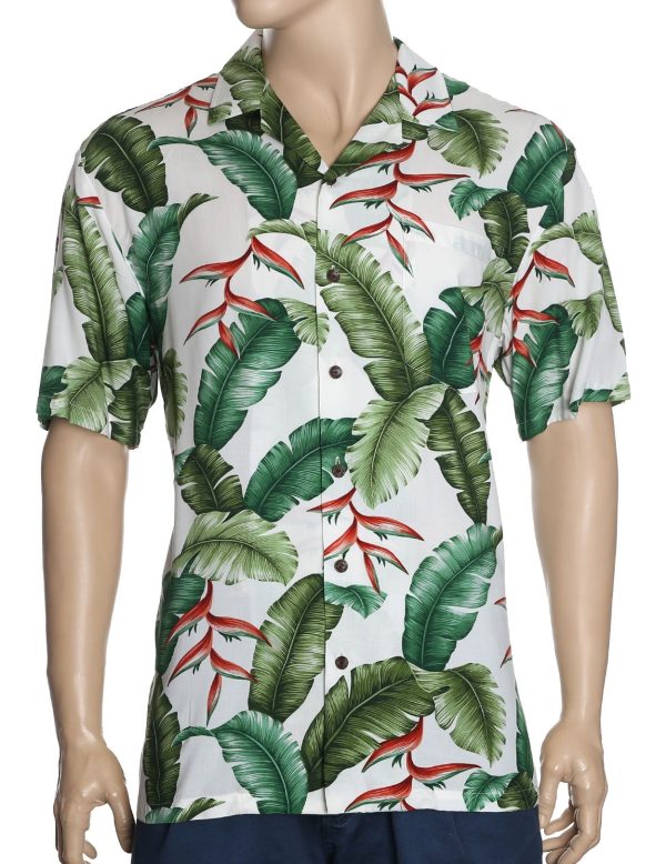 Men's Hawaiian Shirt - Polyester Heliconia Monstera Aloha Print Shirt