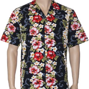 Men's Hawaiian Shirt - Polyester Hibiscus Big Island Aloha Print Shirt