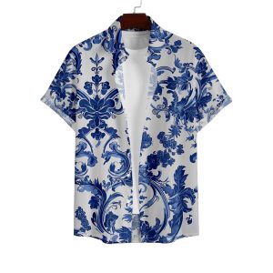 Men's Hawaiian Shirt - Bold Floral Button-Up Print Polyester Summer Casual Shirt