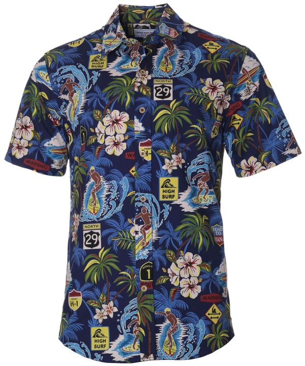 Men's Hawaiian Shirt - High Surf Polyester Aloha Print Casual Summer Shirt