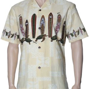 Men's Hawaiian Shirt - Polyester Honu Aloha Border Print Shirt