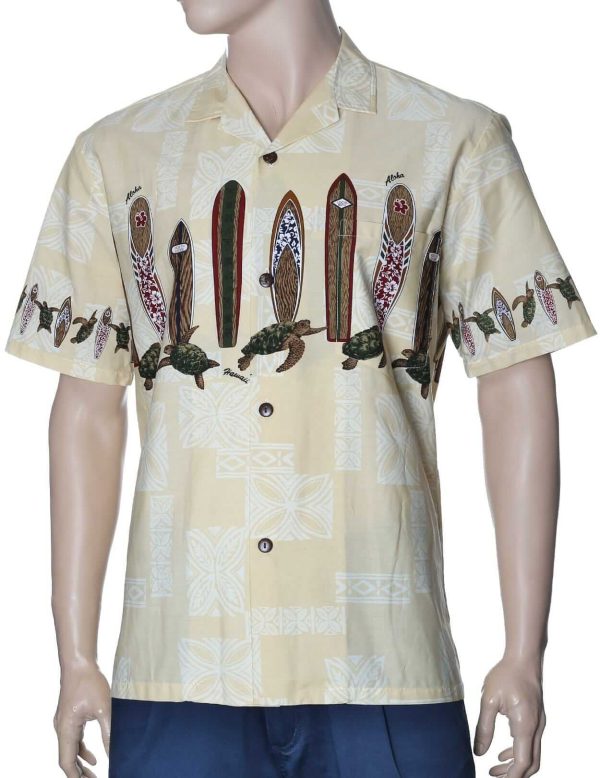 Men's Hawaiian Shirt - Polyester Honu Aloha Border Print Shirt