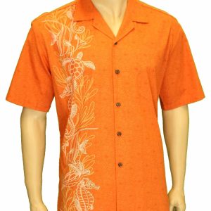 Men's Hawaiian Shirt - Polyester Honu Side Panel Aloha Print Shirt