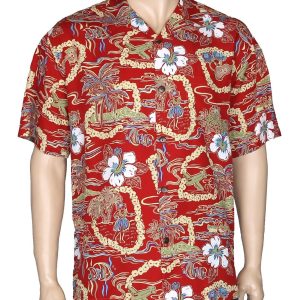 Men's Hawaiian Shirt - Polyester Hula Girls Aloha Print Shirt
