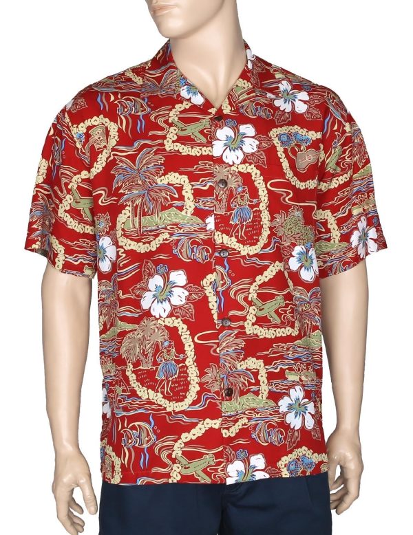 Men's Hawaiian Shirt - Polyester Hula Girls Aloha Print Shirt