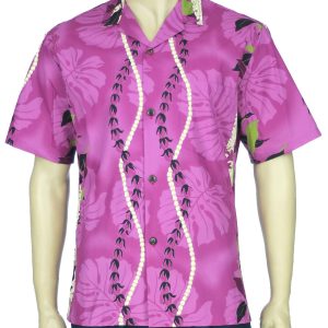 Men's Hawaiian Shirt - Polyester Ilima Leis Aloha Print Casual Shirt