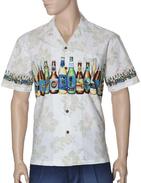 Men's Hawaiian Shirt - Polyester Island Beer Collection Aloha Print Shirt