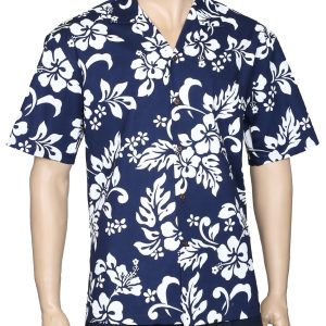 Men's Hawaiian Shirt - Polyester Island Hibiscus Aloha Print Shirt
