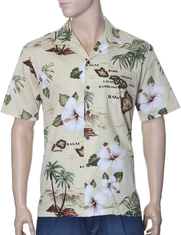 Men's Hawaiian Shirt - Polyester Island Palms Aloha Print Shirt
