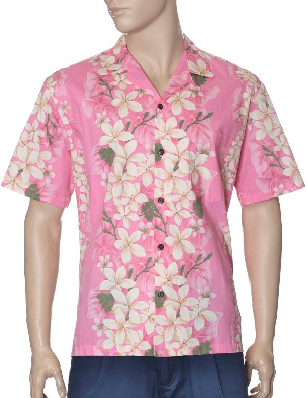 Men's Hawaiian Shirt - Polyester Island Plumeria Flowers Aloha Print Shirt