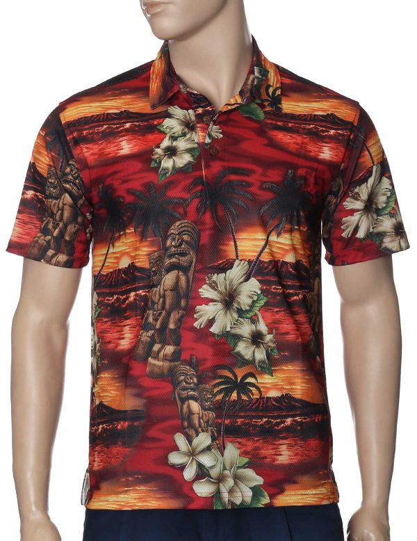 Men's Hawaiian Shirt - Polyester Island Tiki Aloha Print Shirt