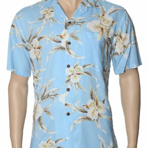 Men's Hawaiian Shirt - Polyester Kaeo Orchid Aloha Print Shirt
