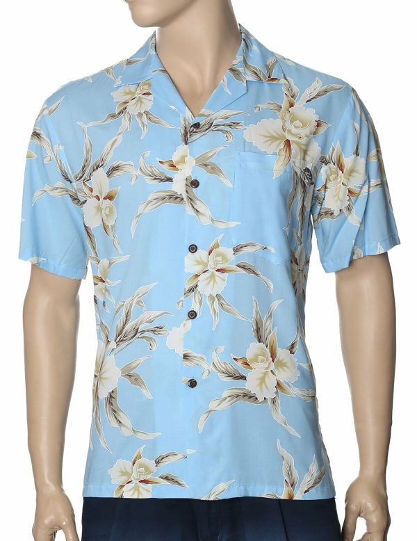 Men's Hawaiian Shirt - Polyester Kaeo Orchid Aloha Print Shirt