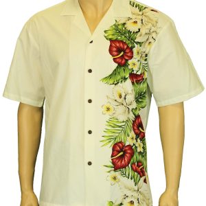 Men's Hawaiian Shirt - Polyester Kaeo Side Panel Aloha Print Shirt