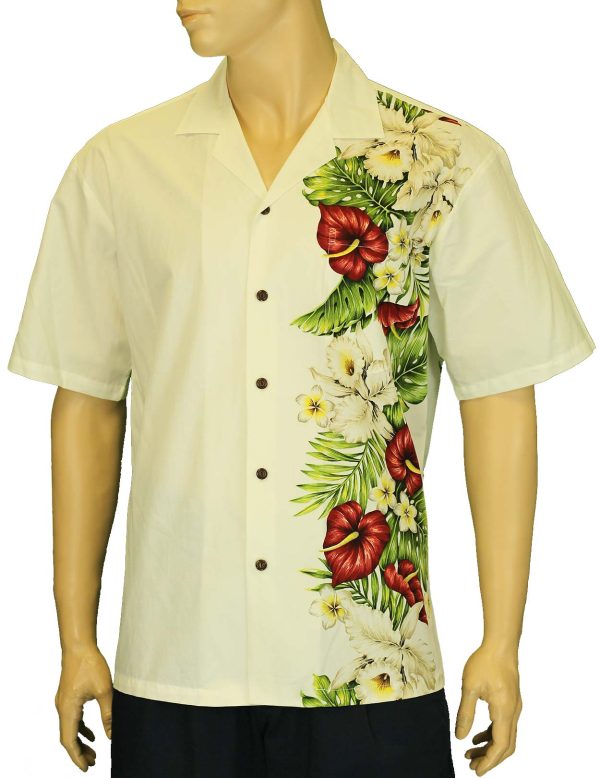 Men's Hawaiian Shirt - Polyester Kaeo Side Panel Aloha Print Shirt