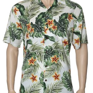 Men's Hawaiian Shirt - Polyester Kaipo Plumeria Tropical Aloha Print Shirt