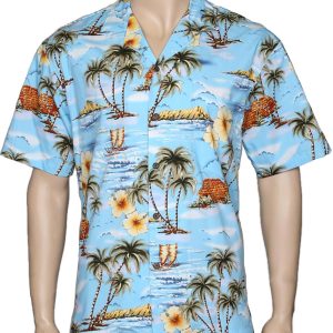 Men's Hawaiian Shirt - Polyester Kauai Paradise Aloha Print Shirt