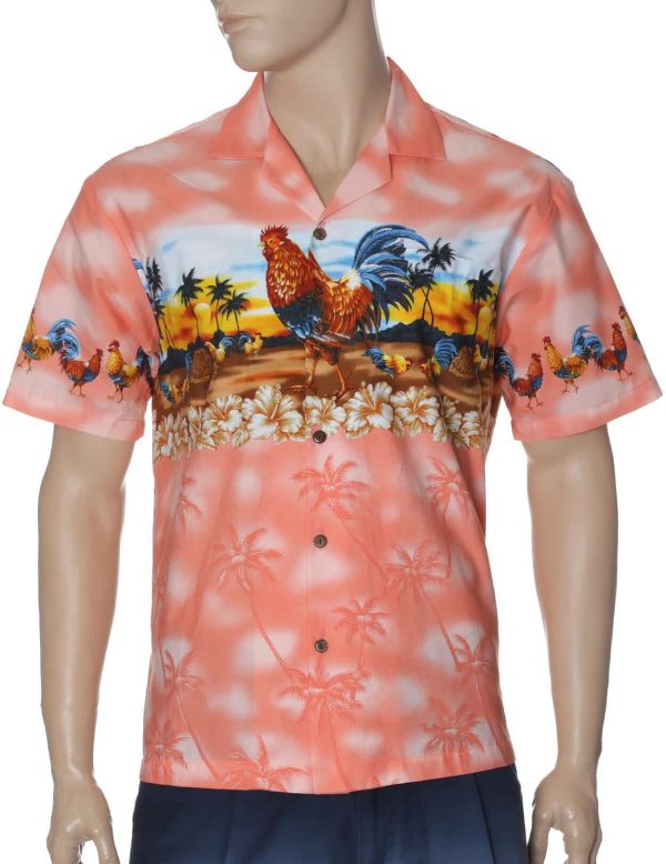 Men's Hawaiian Shirt - Kauai Rooster Polyester Aloha Print Casual Shirt