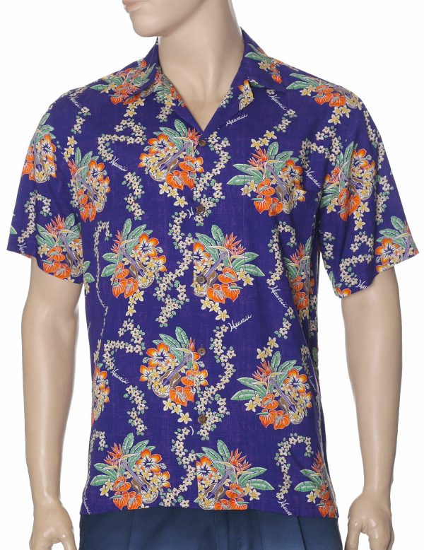 Men's Hawaiian Shirt - Kieli Rayon Polyester Aloha Leis Print Casual Shirt