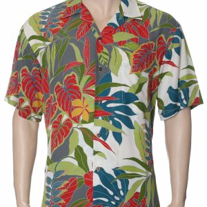 Men's Hawaiian Shirt - Polyester Kilo Tropical Forest Aloha Print Shirt