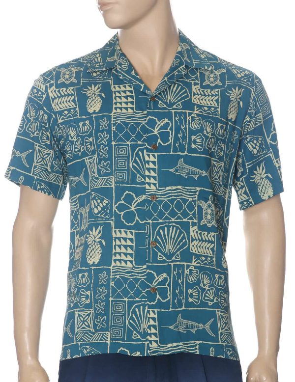 Men's Hawaiian Shirt - Kona Resort Tapa Polyester Aloha Print Casual Shirt - Image 3