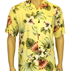 Men's Hawaiian Shirt - Polyester Lahaina Hibiscus Aloha Print Shirt
