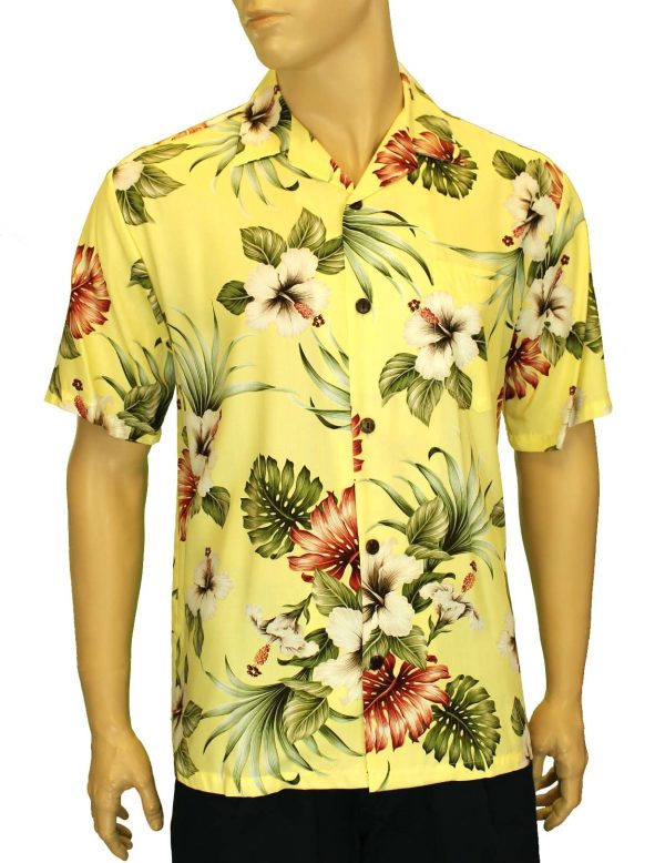 Men's Hawaiian Shirt - Polyester Lahaina Hibiscus Aloha Print Shirt