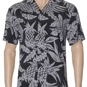 Men's Hawaiian Shirt - Lanai Pineapple Polyester Aloha Print Casual Shirt