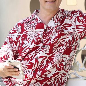 Men's Hawaiian Shirt - Polyester Lanai Pineapples Aloha Print Shirt