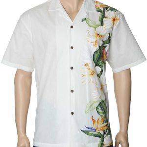 Men's Hawaiian Shirt - Polyester Lanikai Side Border Aloha Print Shirt