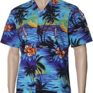 Men's Hawaiian Shirt - Polyester Luau Aloha Print Shirt