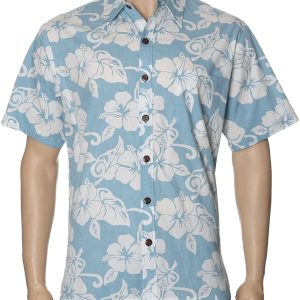 Men's Hawaiian Shirt - Polyester Lunalilo Hibiscus Button-Up Dress Shirt
