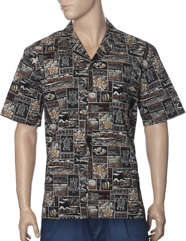 Men's Hawaiian Shirt - Polyester Makanui Tapa Aloha Print Shirt