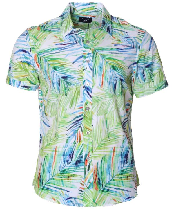 Men's Hawaiian Shirt - Maui Palms Polyester Aloha Print Casual Shirt