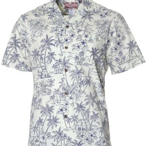 Men's Hawaiian Shirt - Palmeras Polyester Aloha Print Casual Summer Shirt