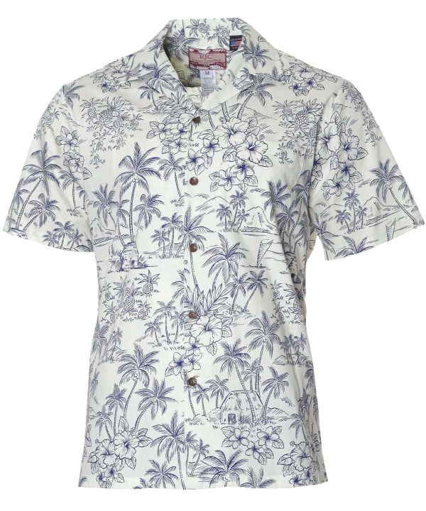 Men's Hawaiian Shirt - Palmeras Polyester Aloha Print Casual Summer Shirt