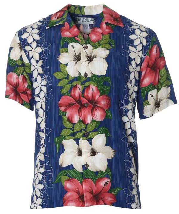 Men's Hawaiian Shirt - Hibiscus Polyester Panel Island Print Casual Summer Shirt