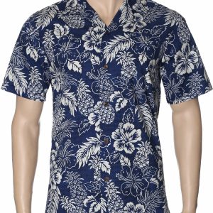 Men's Hawaiian Shirt - Polyester Island Pineapples Aloha Print Shirt