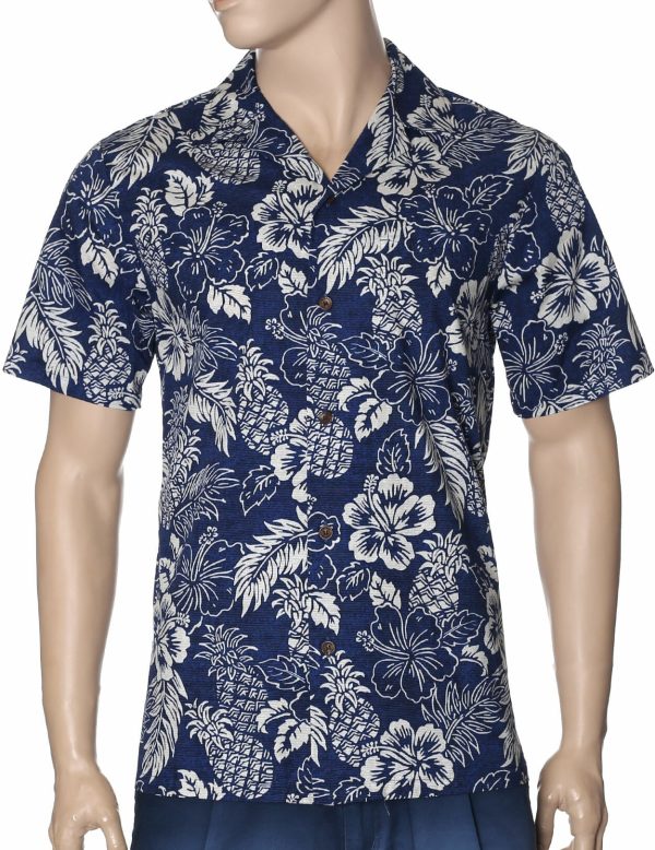 Men's Hawaiian Shirt - Polyester Island Pineapples Aloha Print Shirt