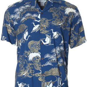 Men's Hawaiian Shirt - Rayon Tropical Polyester Aloha Print Casual Shirt