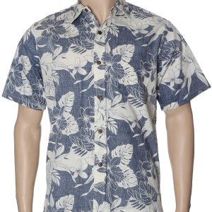 Men's Hawaiian Shirt - Polyester Monstera Reversed Fabric Aloha Print Shirt